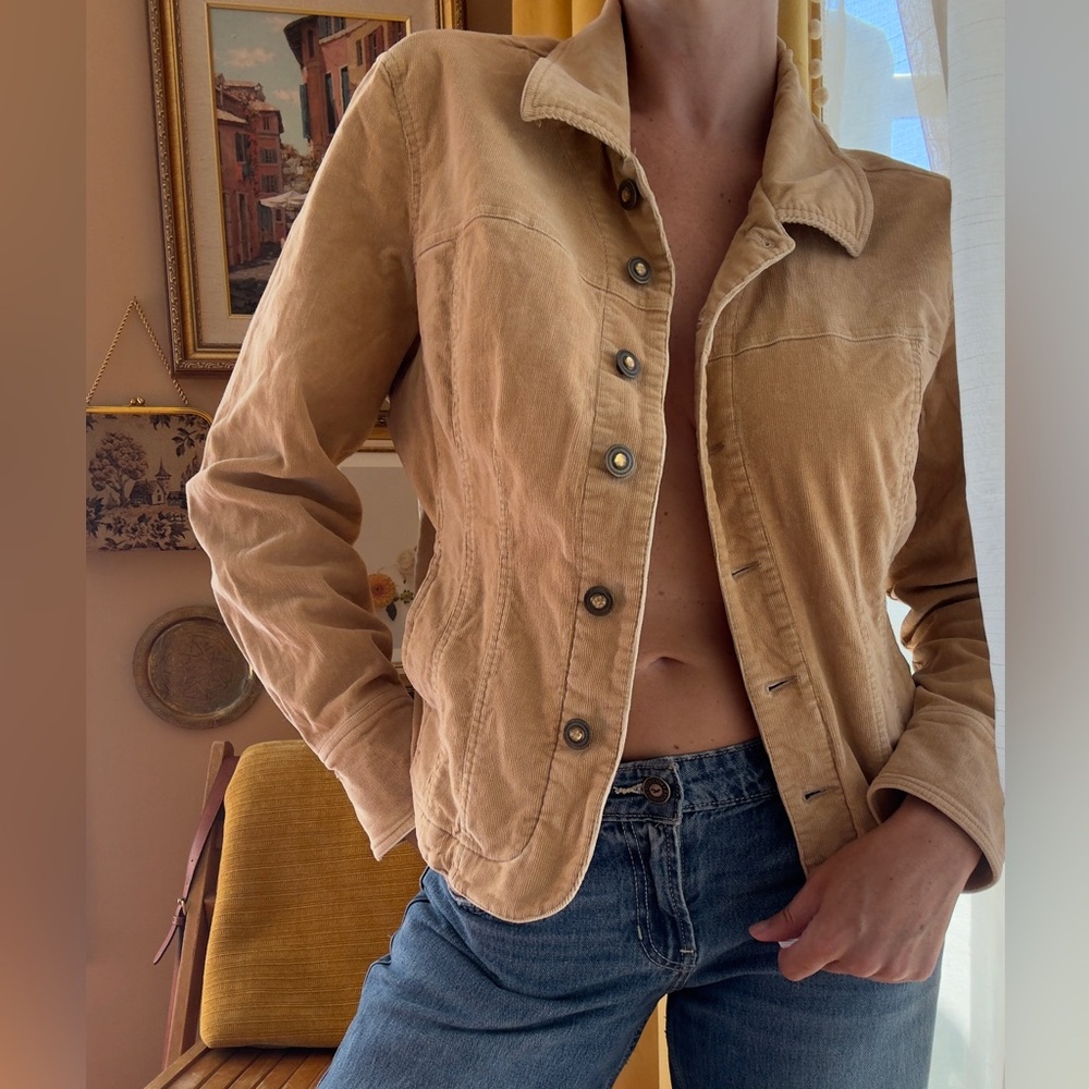 Vintage Boho STO Caramel Corduroy Coastal Cowboy Collared Jacket Size Medium